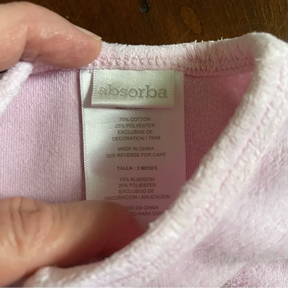 Absorba Baby Girl 3 Piece Outfit Pink Kitty Cat Dress Size 3 Months